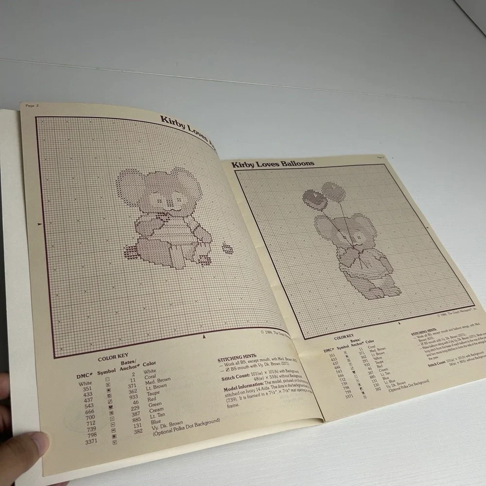 Vintage Kirby Koala Cross Stitch Pattern Book Vol. 2 , 17 Counted Designs